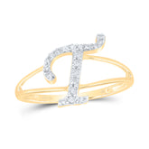 1/6CTW-DIA NK GIFT INITIAL "T" LADIES RING